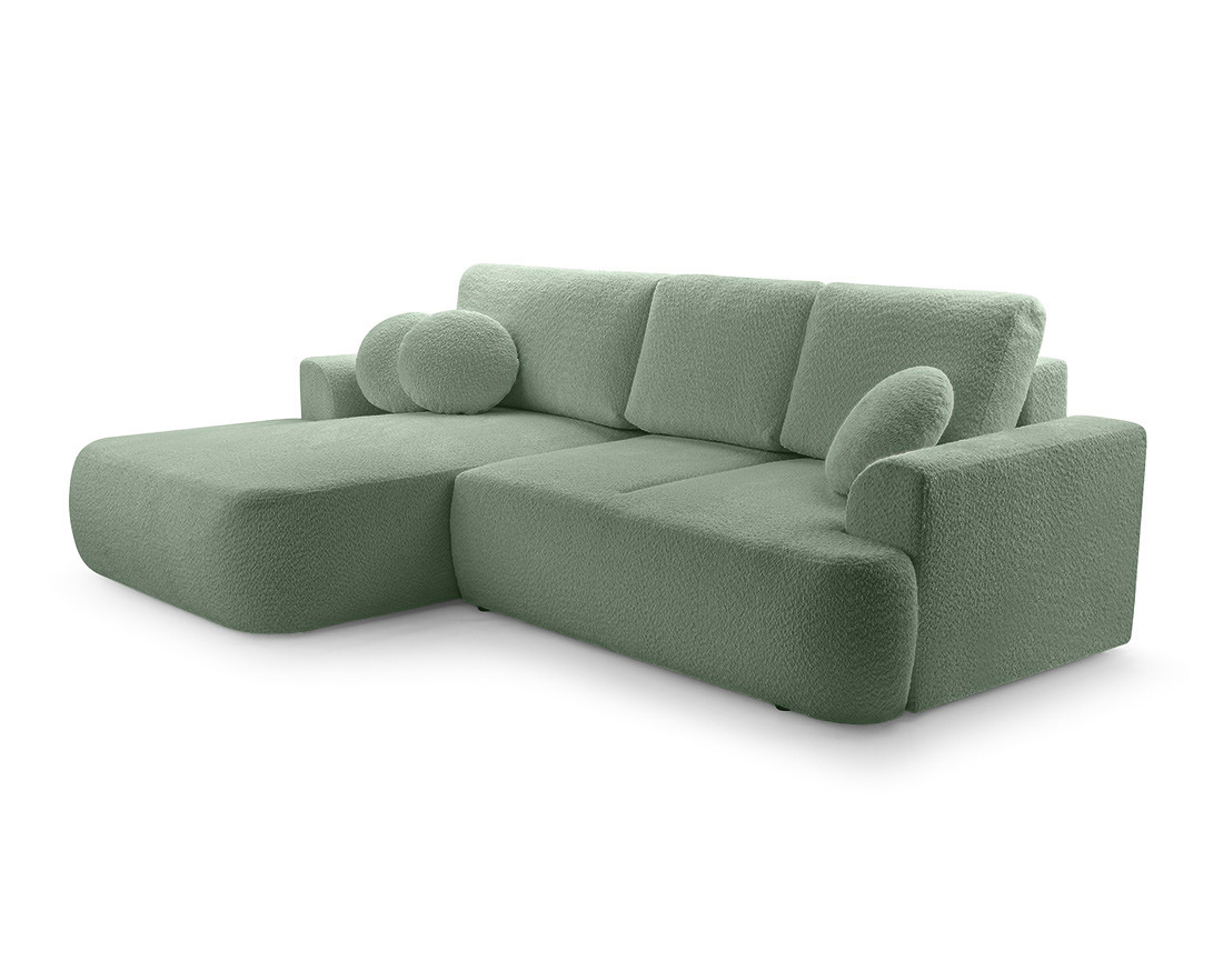 Canapé d'angle gauche 4 places convertible en tissu bouclette Candela