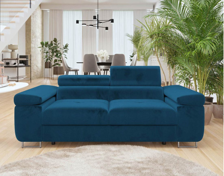 Canapé droit 2 places avec têtières ajustables en velours Pablo