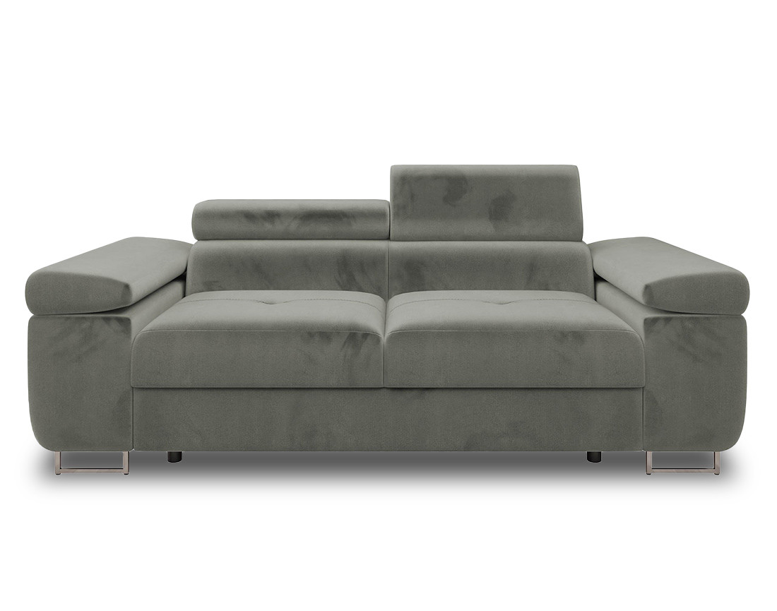 Canapé droit 2 places avec têtières ajustables en velours Pablo