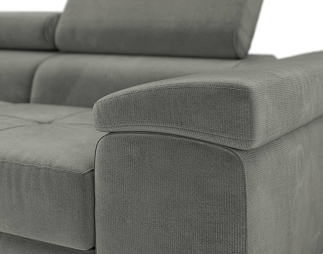 Canapé droit 2 places avec têtières ajustables en velours Pablo