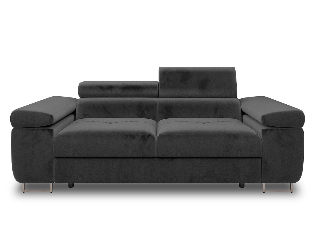 Canapé droit 2 places avec têtières ajustables en velours Pablo