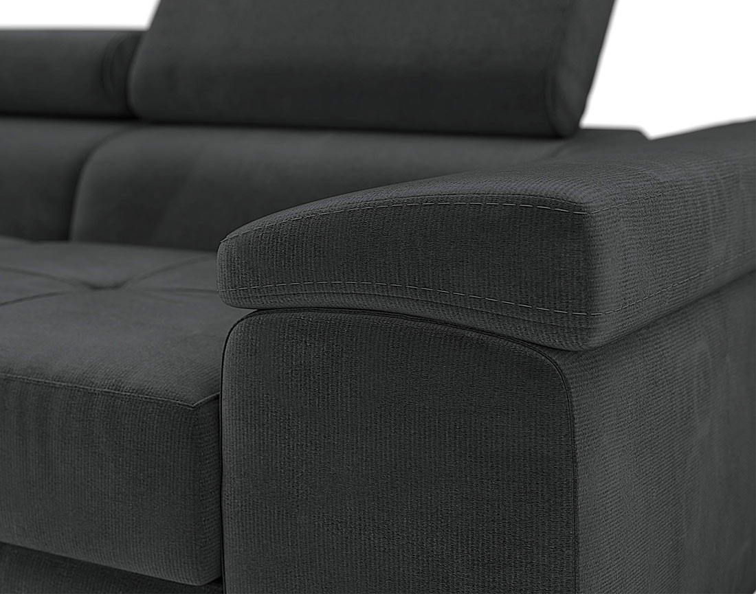 Canapé droit 2 places avec têtières ajustables en velours Pablo