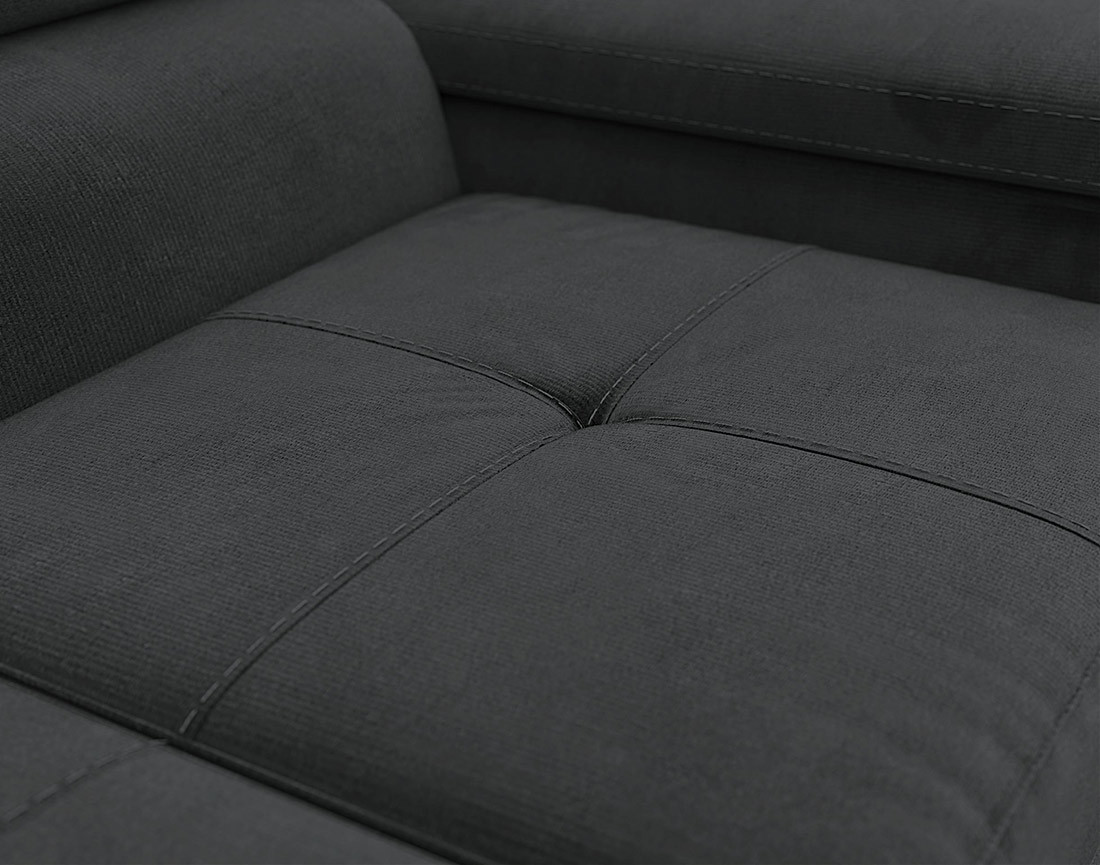 Canapé droit 2 places avec têtières ajustables en velours Pablo