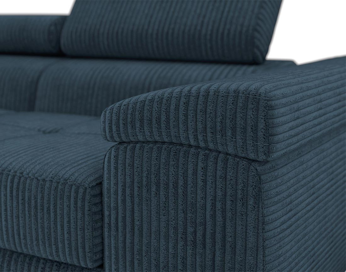Canapé droit 2 places avec têtières ajustables en velours côtelé Pablo