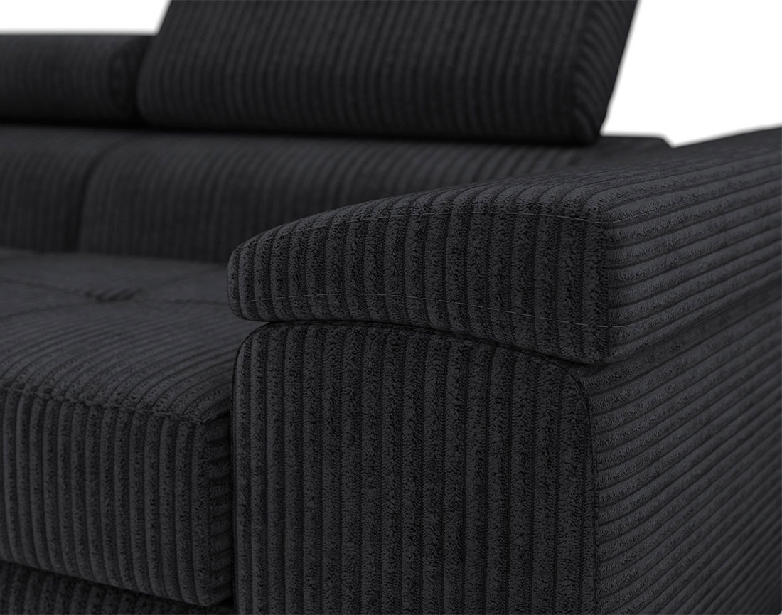 Canapé droit 2 places avec têtières ajustables en velours côtelé Pablo