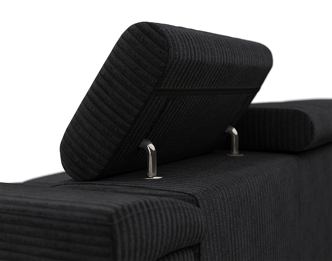 Canapé droit 2 places avec têtières ajustables en velours côtelé Pablo
