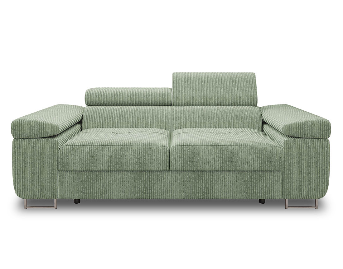 Canapé droit 2 places avec têtières ajustables en velours côtelé Pablo