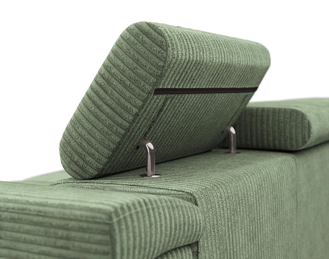 Canapé droit 2 places avec têtières ajustables en velours côtelé Pablo