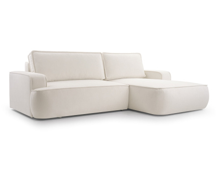 Canapé d'angle droit 4 places convertible en tissu texturé Nessino