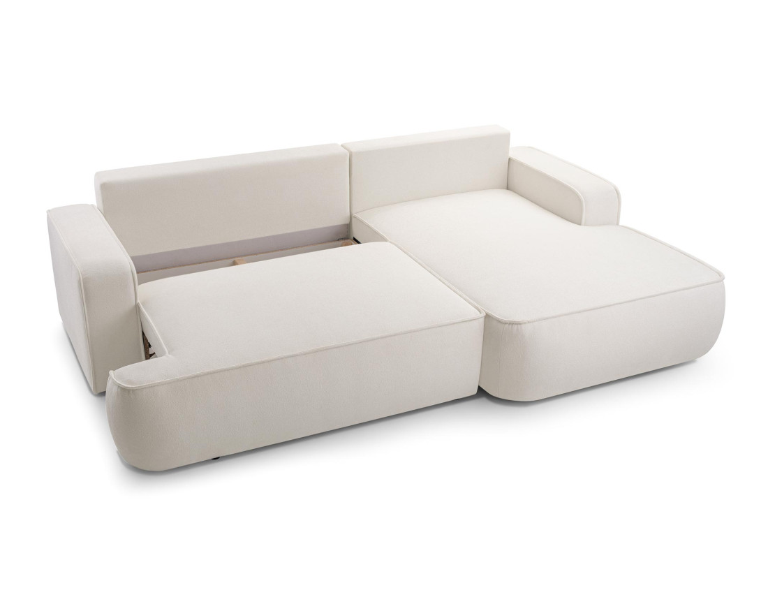 Canapé d'angle droit 4 places convertible en tissu texturé Nessino