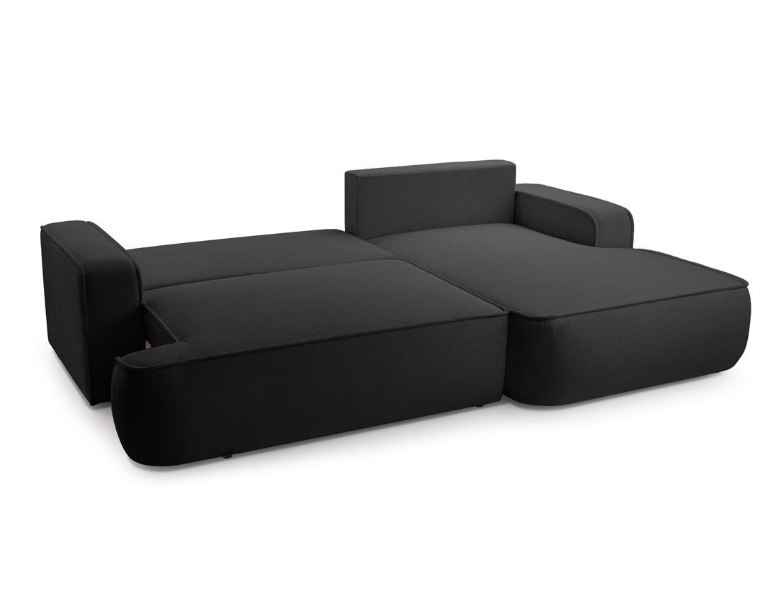 Canapé d'angle droit 4 places convertible en tissu texturé Nessino