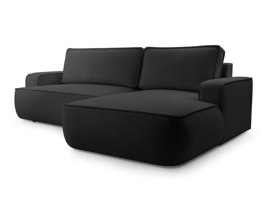 Canapé d'angle droit 4 places convertible en tissu texturé Nessino