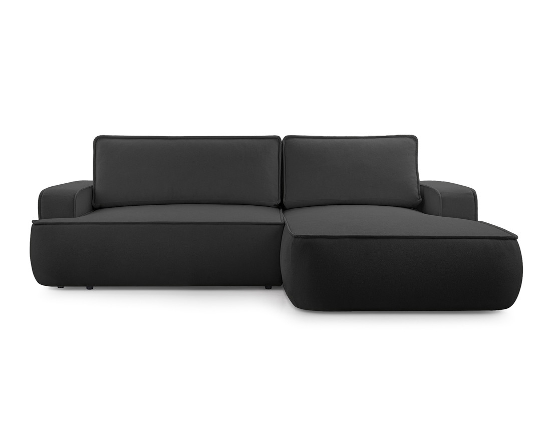 Canapé d'angle droit 4 places convertible en tissu texturé Nessino
