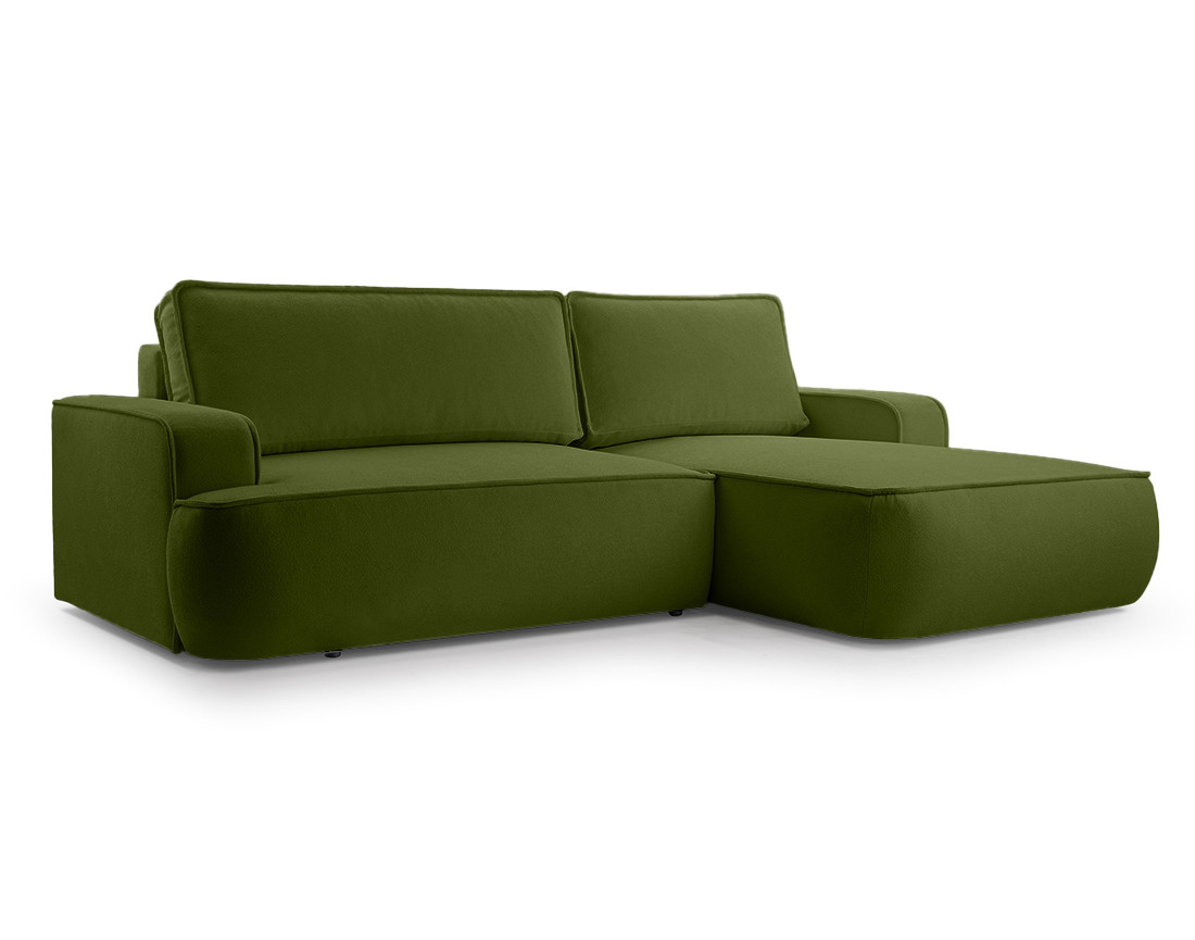 Canapé d'angle droit 4 places convertible en tissu texturé Nessino
