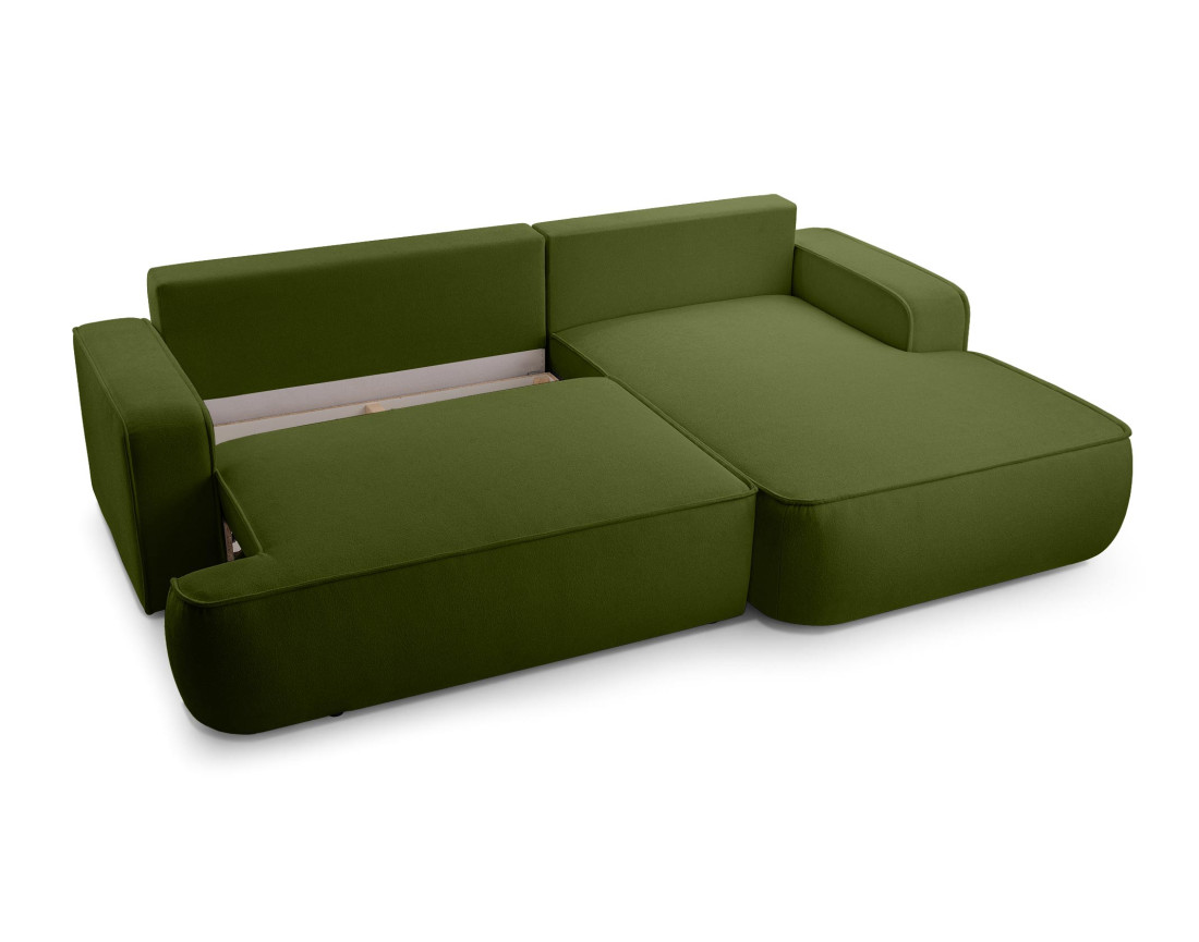 Canapé d'angle droit 4 places convertible en tissu texturé Nessino