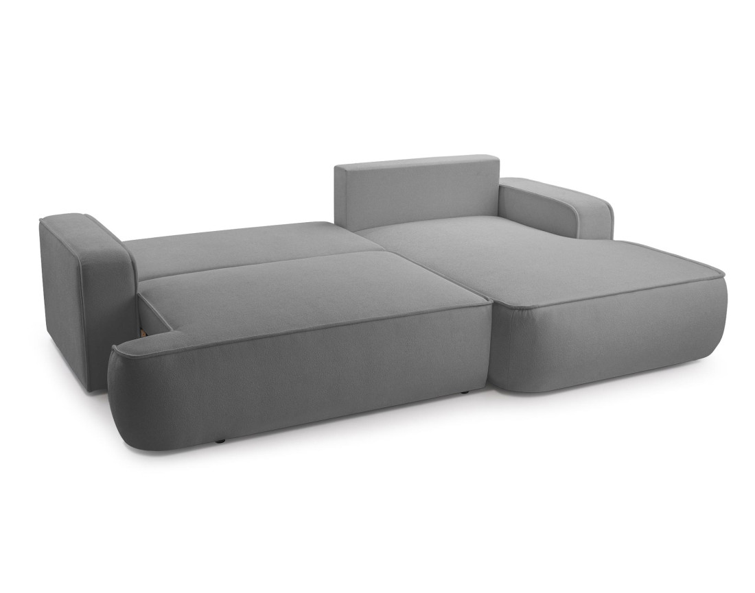 Canapé d'angle droit 4 places convertible en tissu texturé Nessino