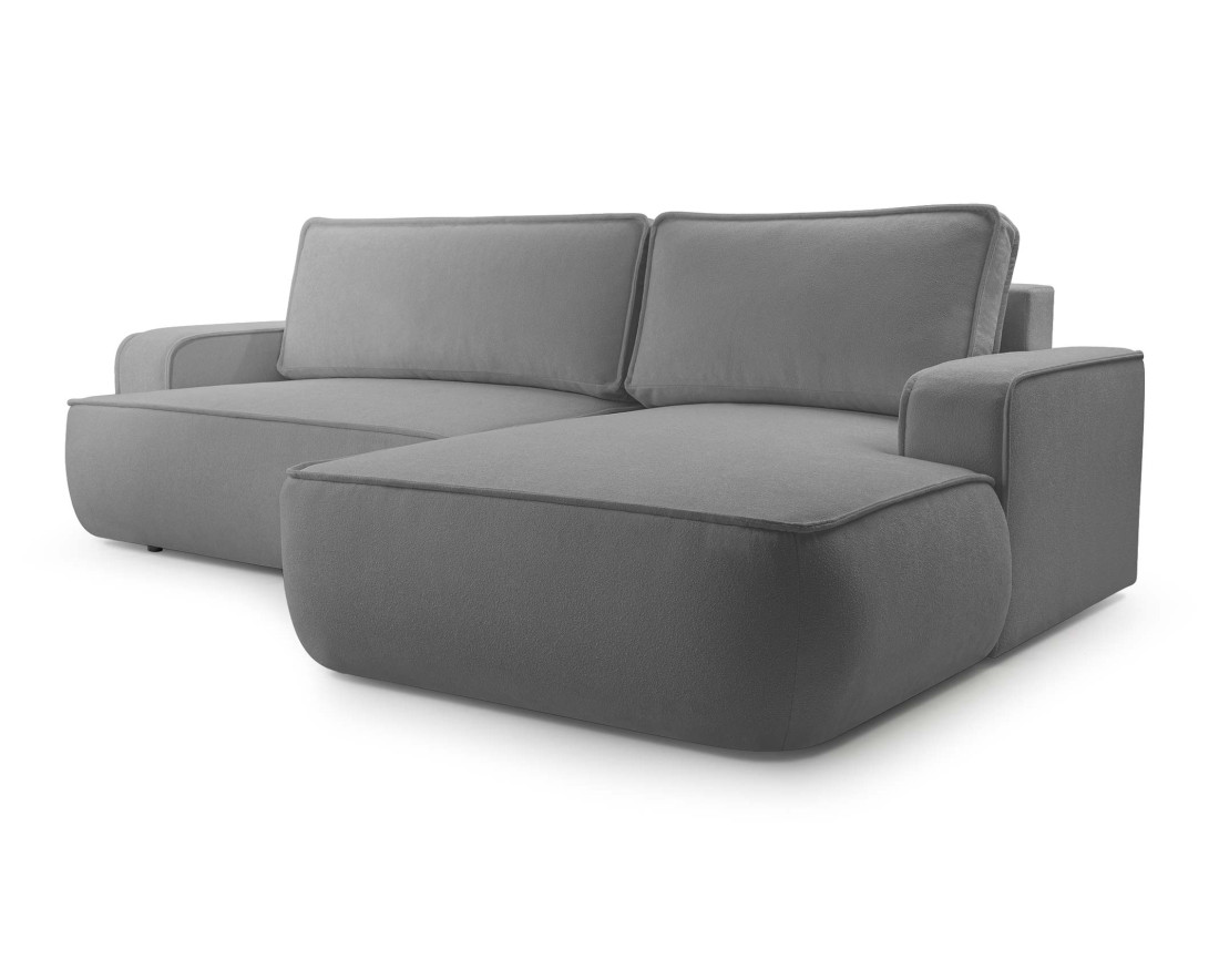 Canapé d'angle droit 4 places convertible en tissu texturé Nessino