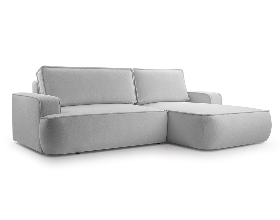 Canapé d'angle droit 4 places convertible en tissu texturé Nessino