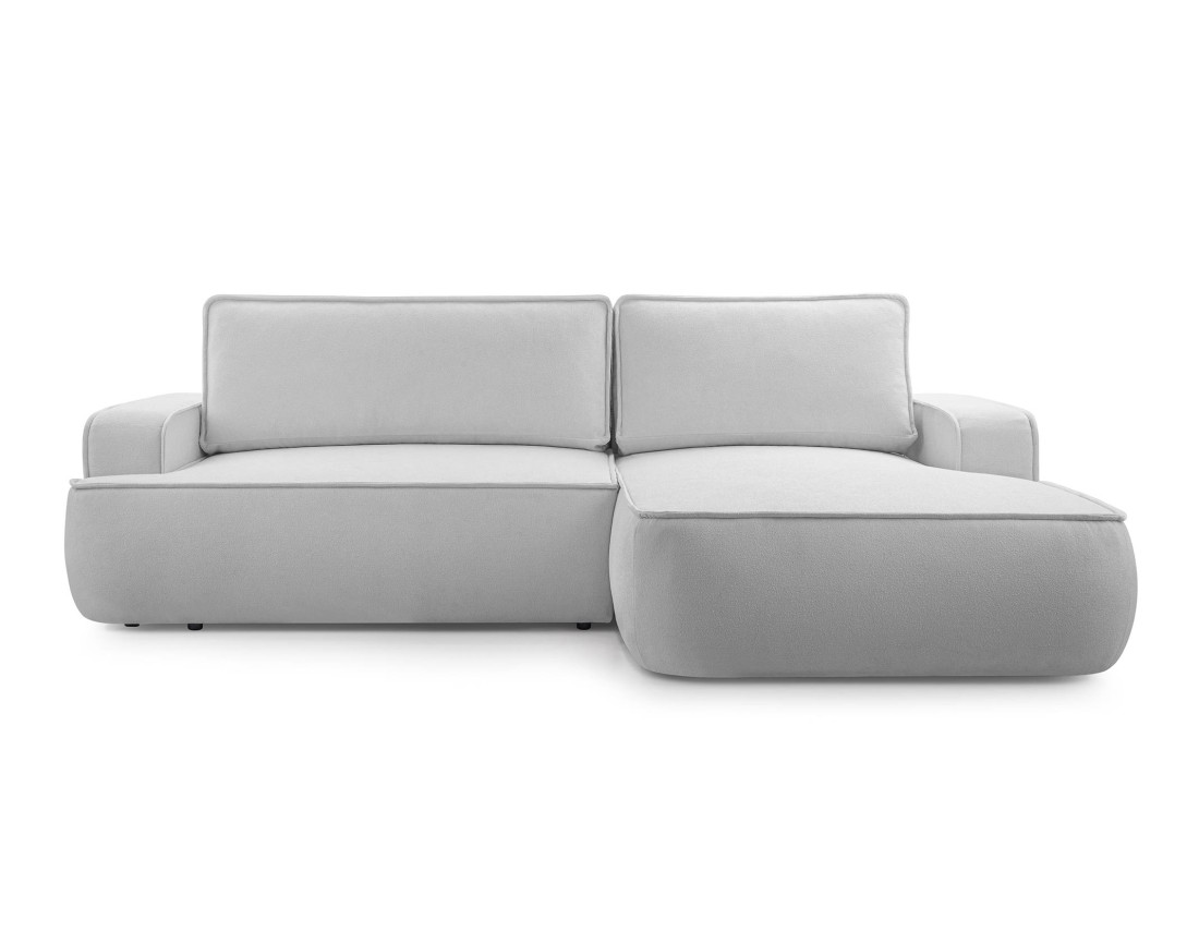 Canapé d'angle droit 4 places convertible en tissu texturé Nessino