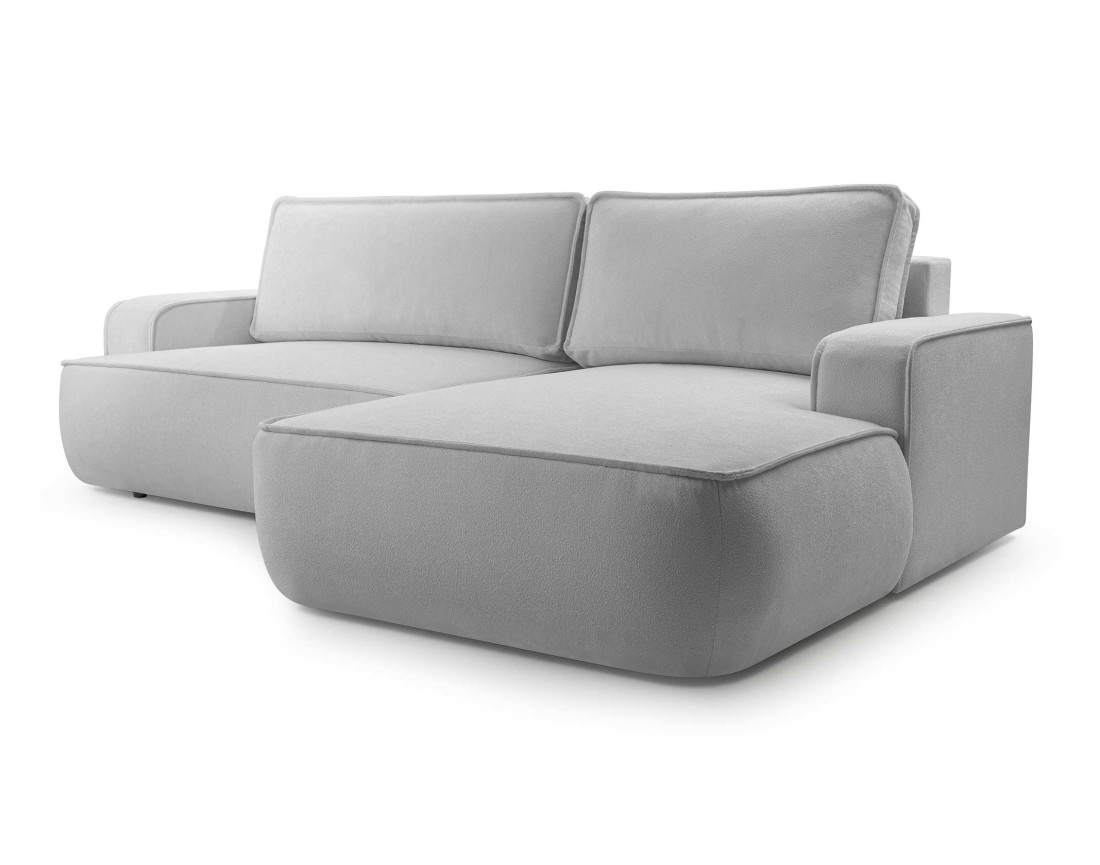 Canapé d'angle droit 4 places convertible en tissu texturé Nessino