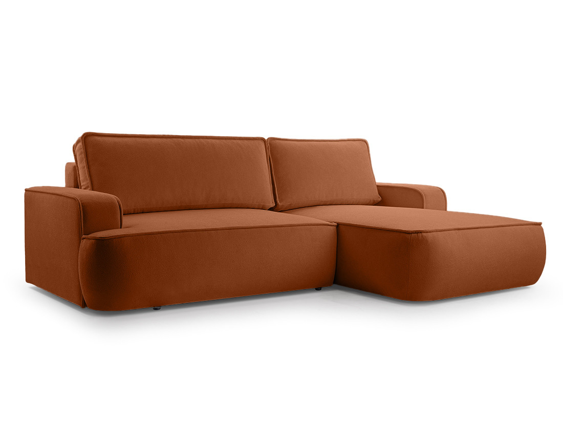 Canapé d'angle droit 4 places convertible en tissu texturé Nessino