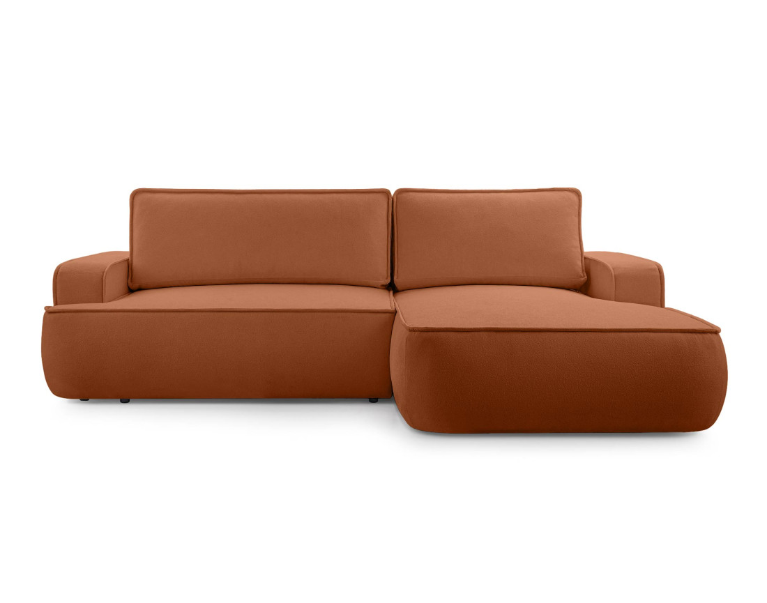 Canapé d'angle droit 4 places convertible en tissu texturé Nessino