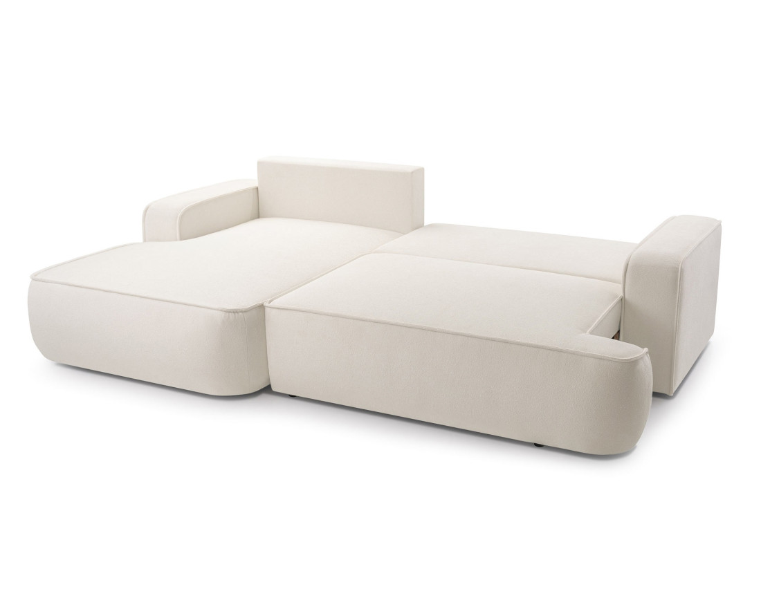 Canapé d'angle gauche 4 places convertible en tissu texturé Nessino