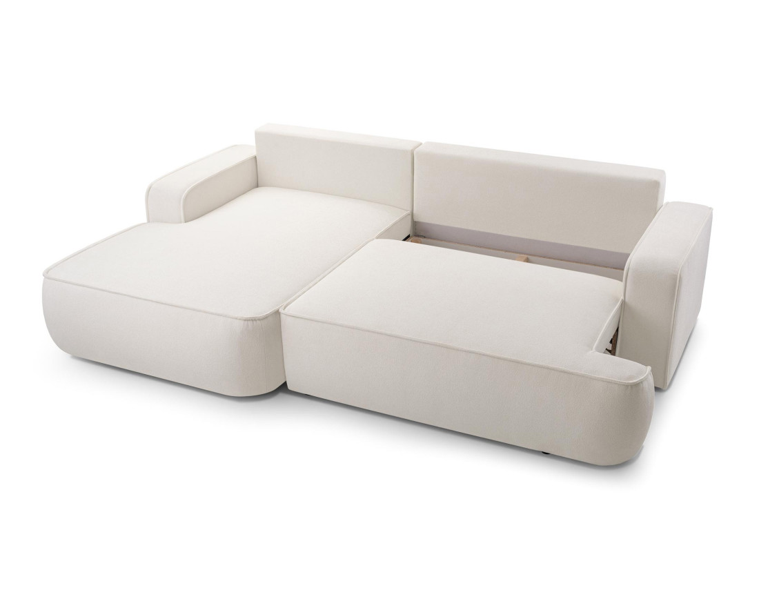 Canapé d'angle gauche 4 places convertible en tissu texturé Nessino