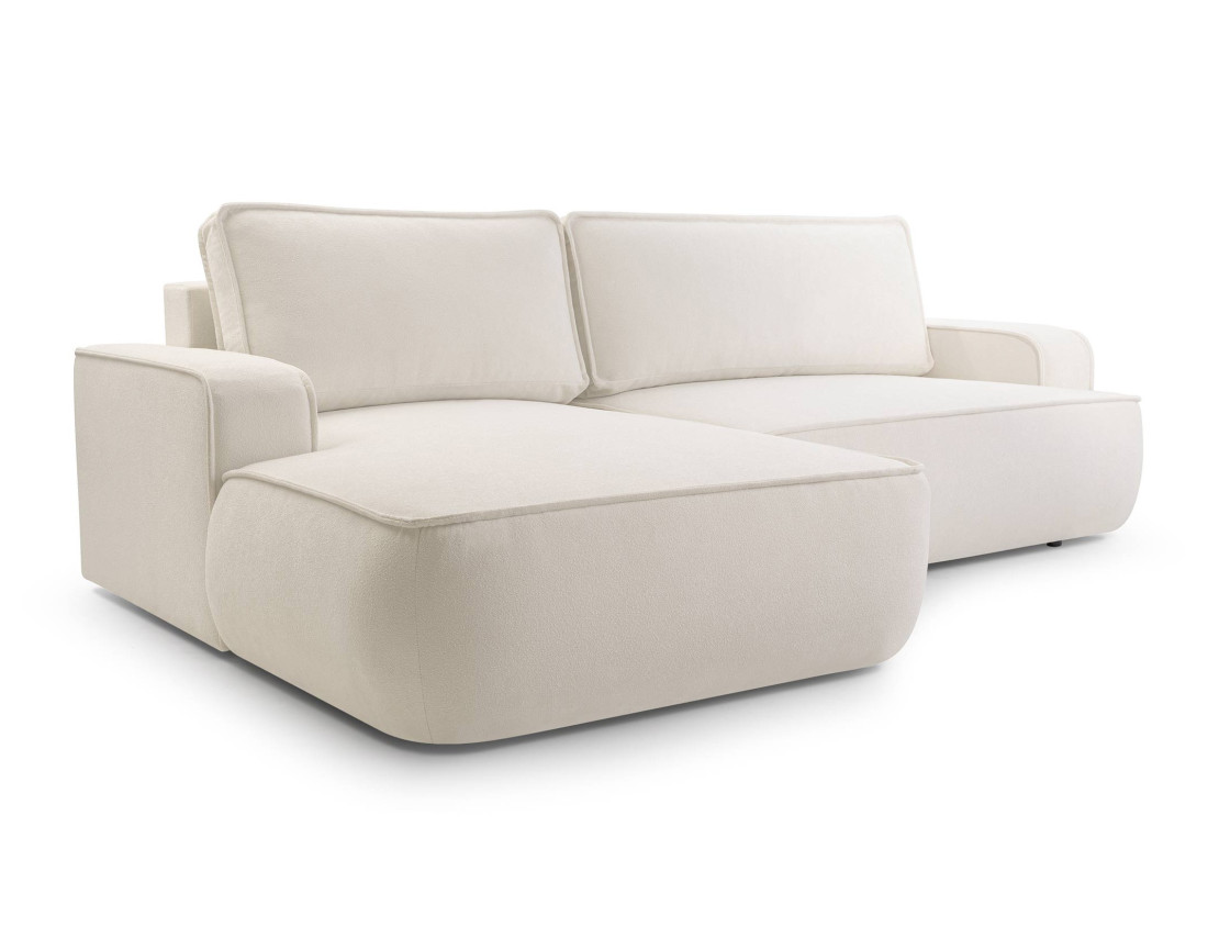 Canapé d'angle gauche 4 places convertible en tissu texturé Nessino