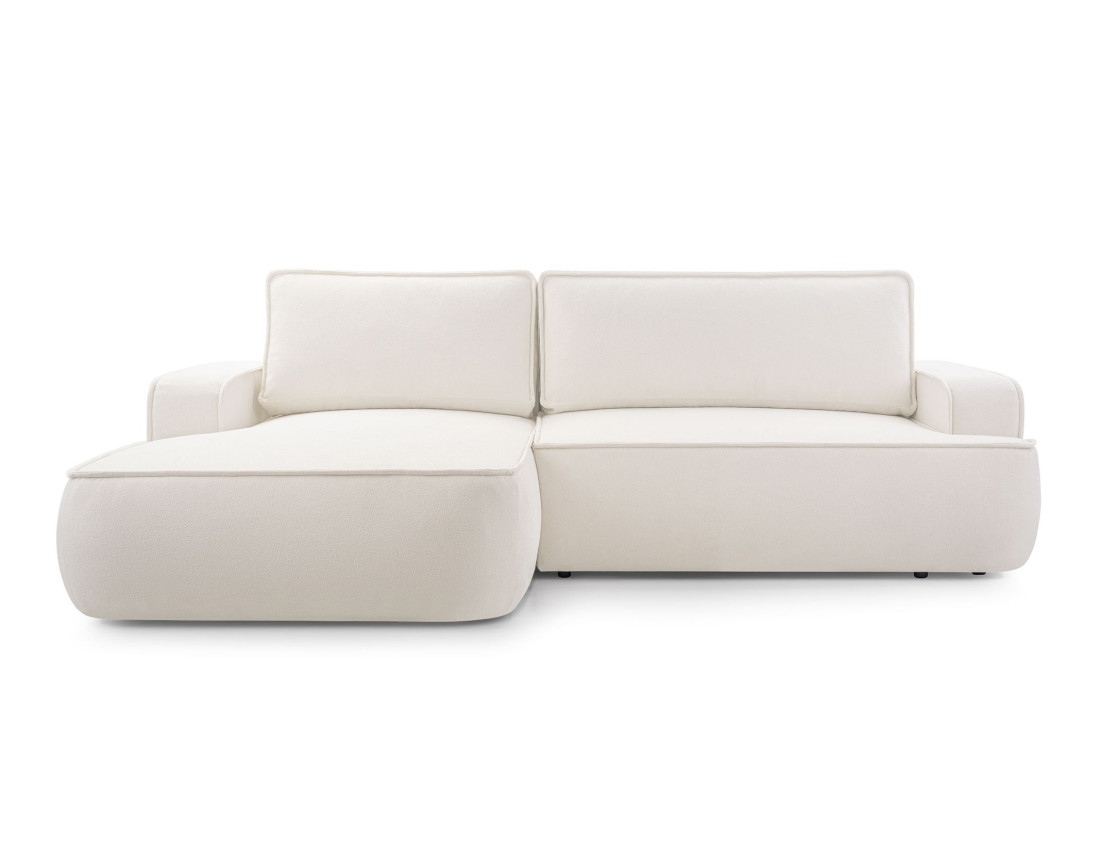 Canapé d'angle gauche 4 places convertible en tissu texturé Nessino