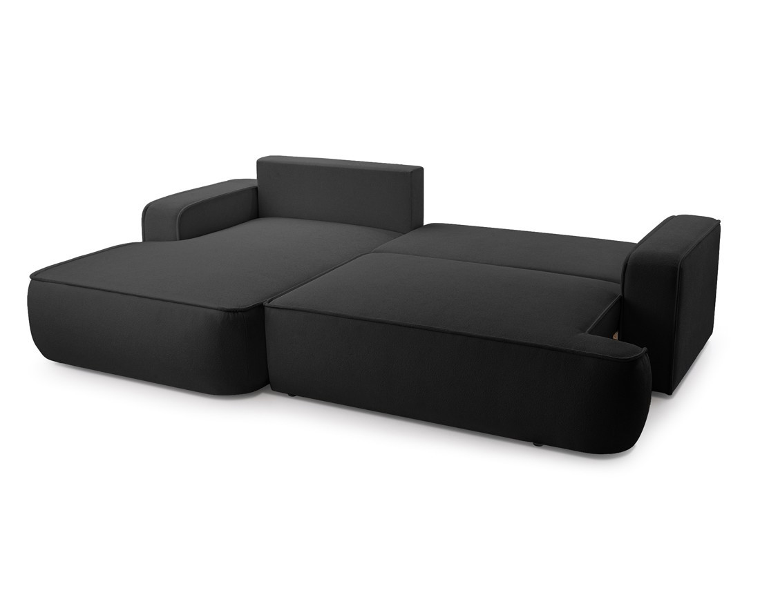 Canapé d'angle gauche 4 places convertible en tissu texturé Nessino