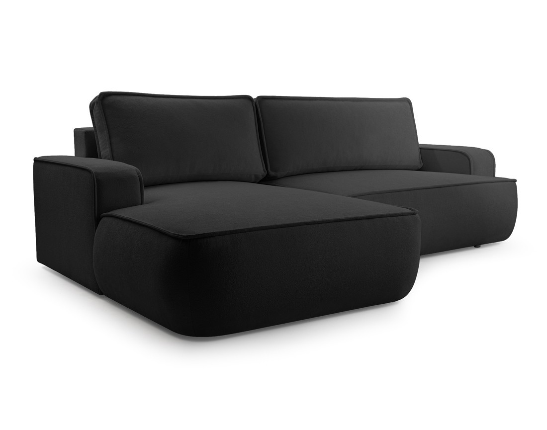 Canapé d'angle gauche 4 places convertible en tissu texturé Nessino