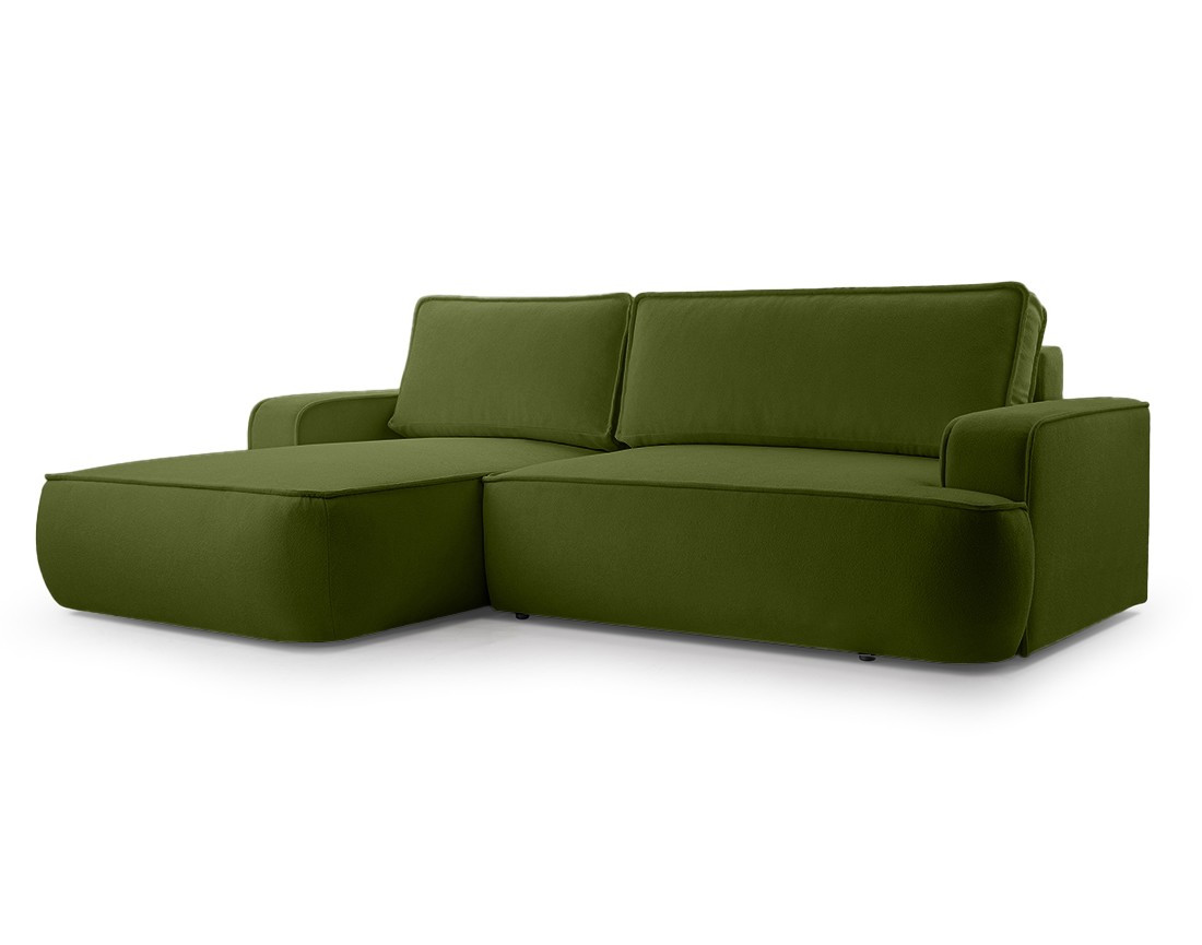 Canapé d'angle gauche 4 places convertible en tissu texturé Nessino
