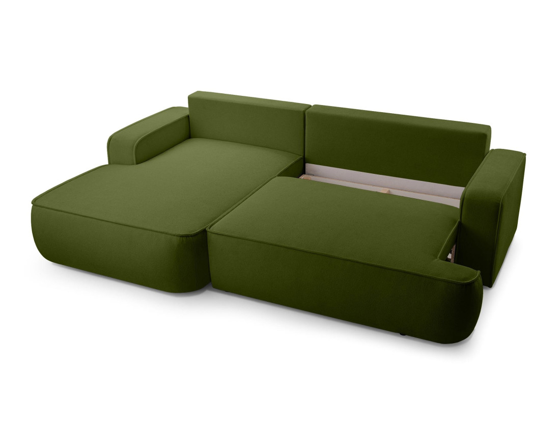 Canapé d'angle gauche 4 places convertible en tissu texturé Nessino
