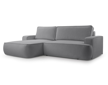 Canapé d'angle gauche 4 places convertible en tissu texturé Nessino