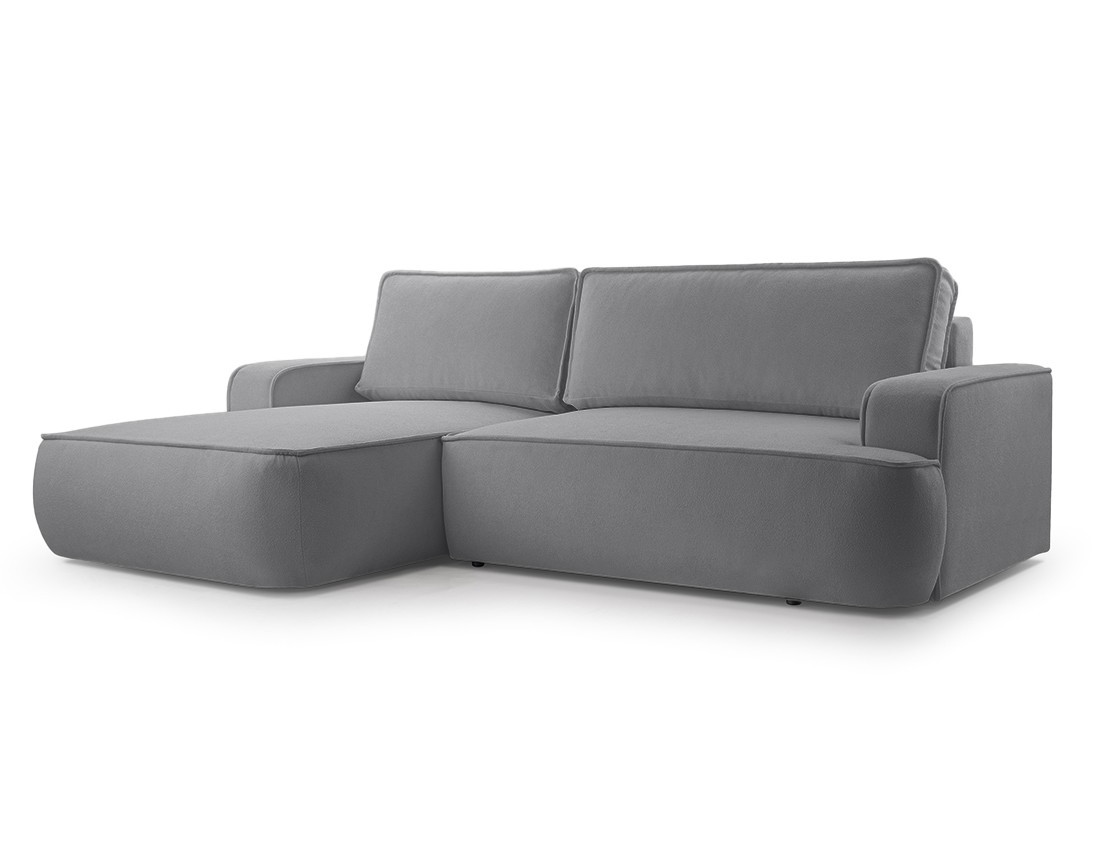 Canapé d'angle gauche 4 places convertible en tissu texturé Nessino