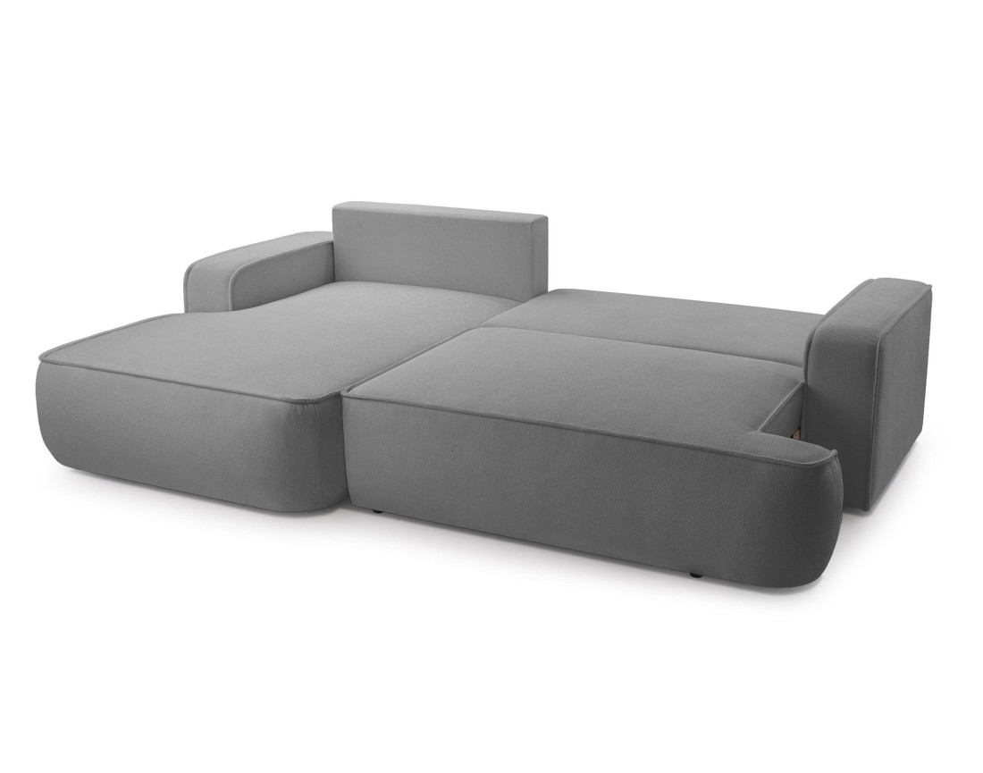 Canapé d'angle gauche 4 places convertible en tissu texturé Nessino