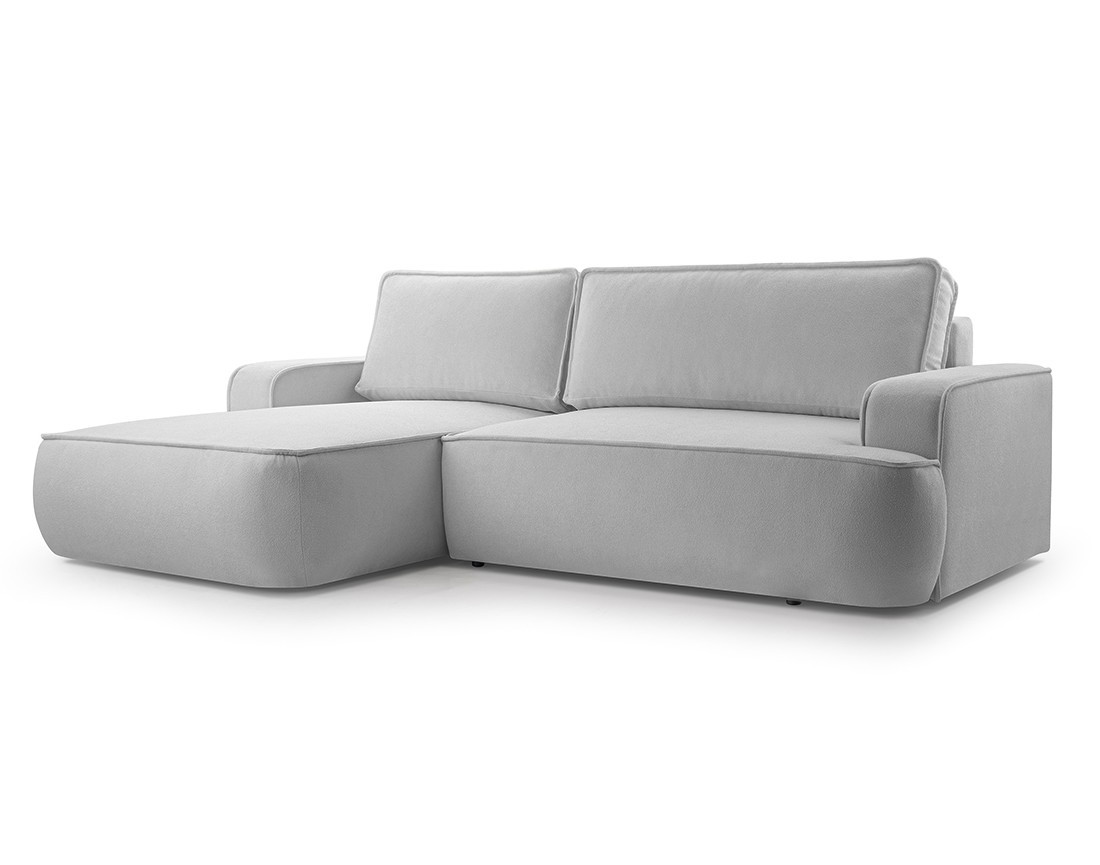 Canapé d'angle gauche 4 places convertible en tissu texturé Nessino