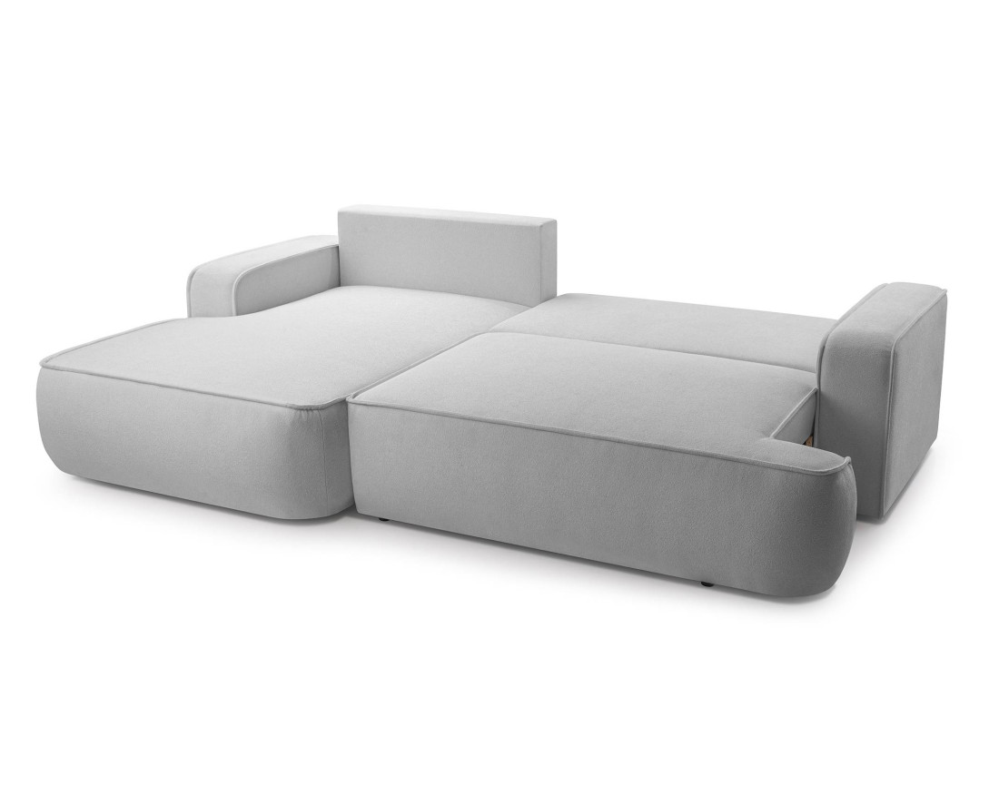 Canapé d'angle gauche 4 places convertible en tissu texturé Nessino