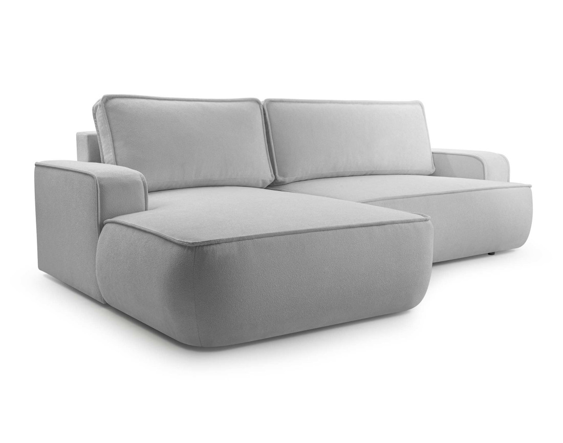 Canapé d'angle gauche 4 places convertible en tissu texturé Nessino