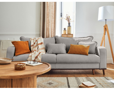 Canapé 3 places - convertible avec coffre en velours côtelé Albane