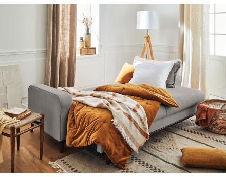 Canapé 3 places - convertible avec coffre en velours côtelé Albane