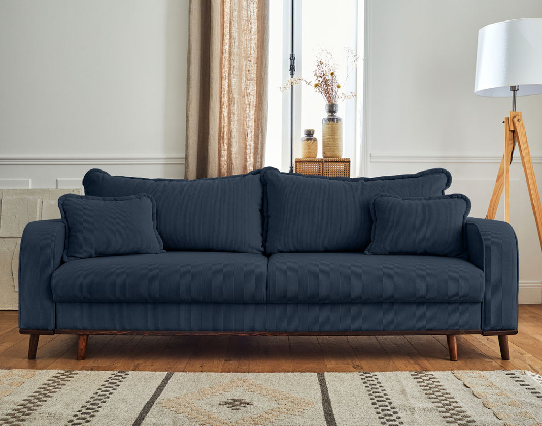 Canapé 3 places - convertible avec coffre en velours côtelé Albane