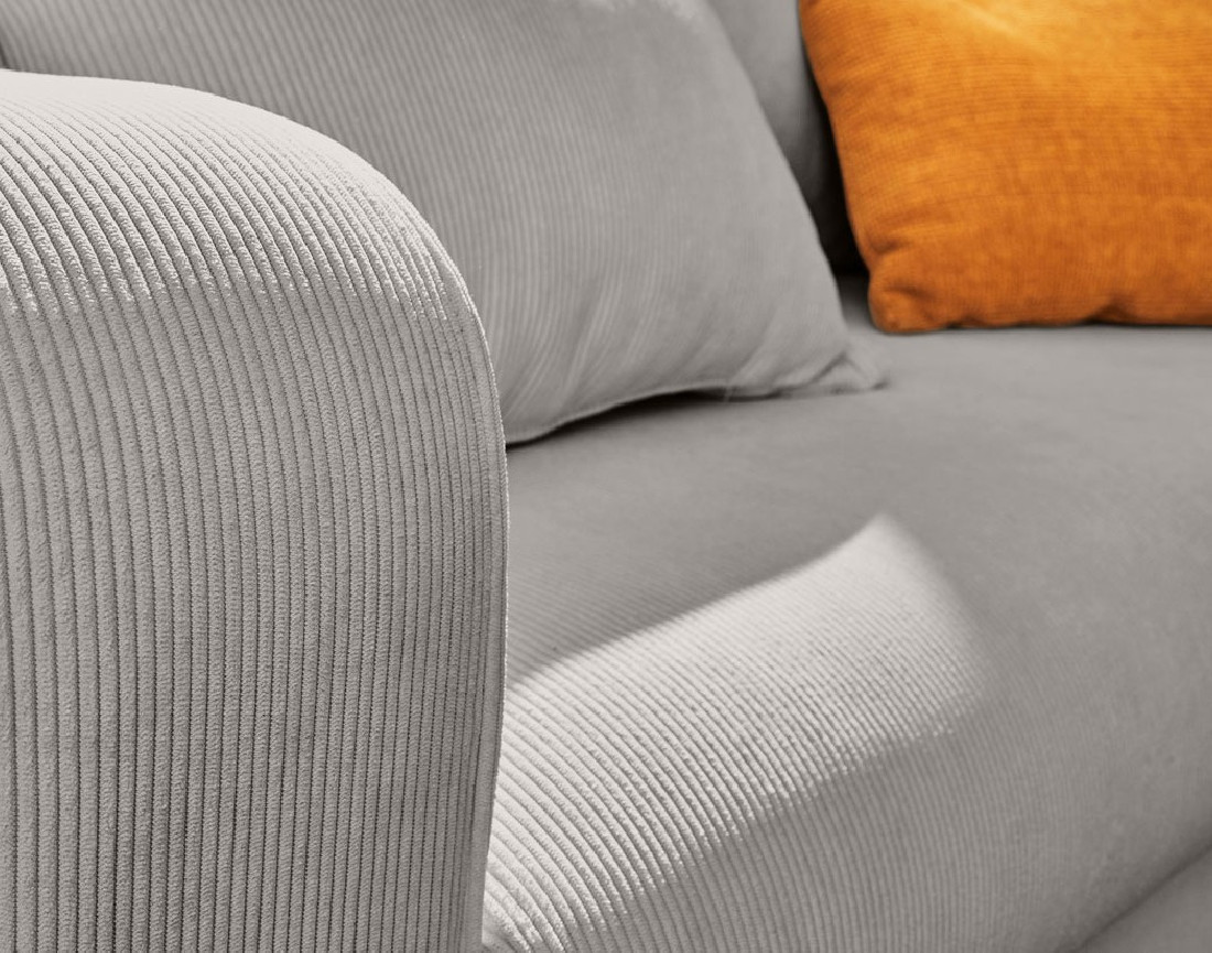 Canapé d'angle droit 4 places convertible avec coffre en velours côtelé Albane