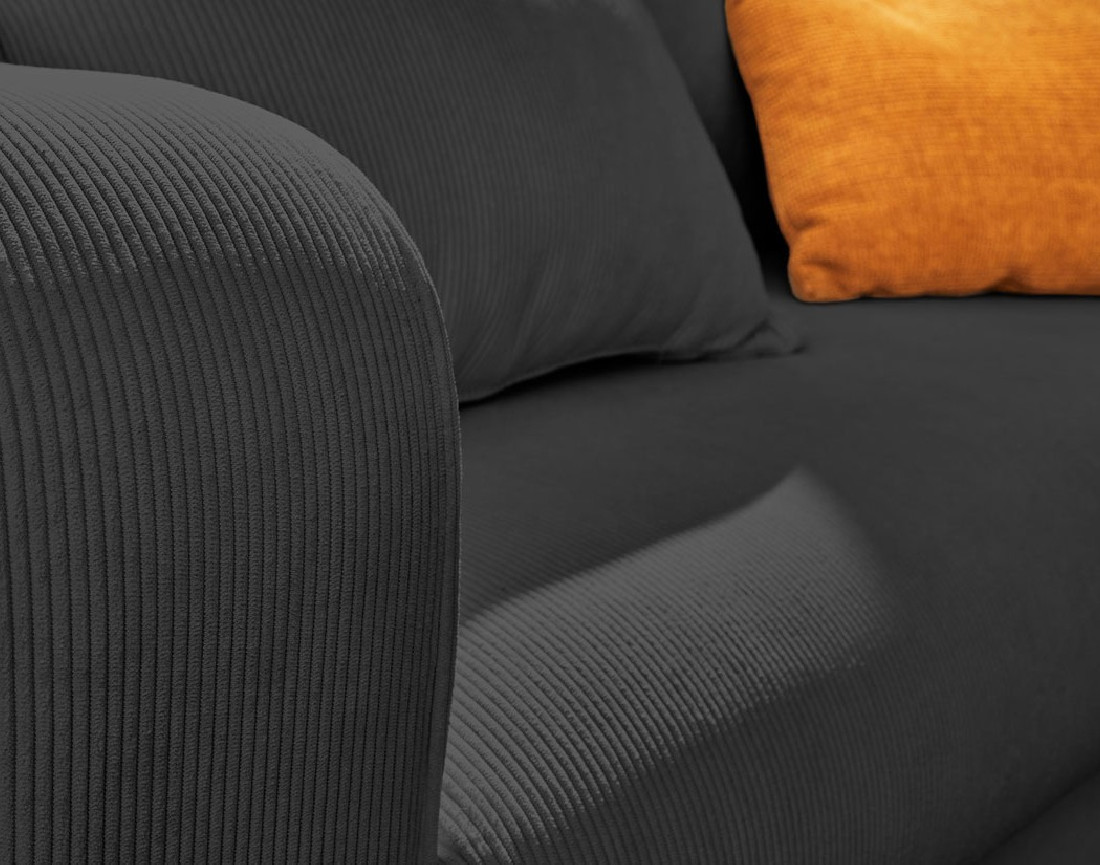 Canapé d'angle droit 4 places convertible avec coffre en velours côtelé Albane