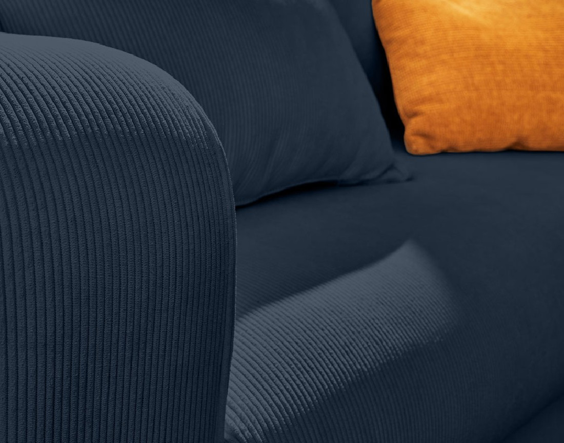 Canapé d'angle droit 4 places convertible avec coffre en velours côtelé Albane