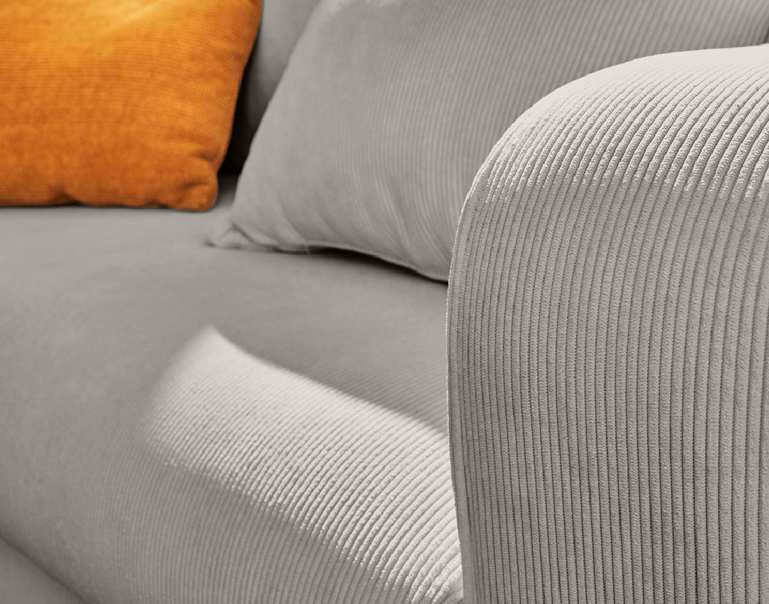 Canapé d'angle gauche 4 places convertible avec coffre en velours côtelé Albane