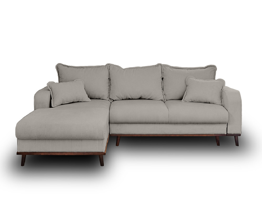 Canapé d'angle gauche 4 places convertible avec coffre en velours côtelé Albane