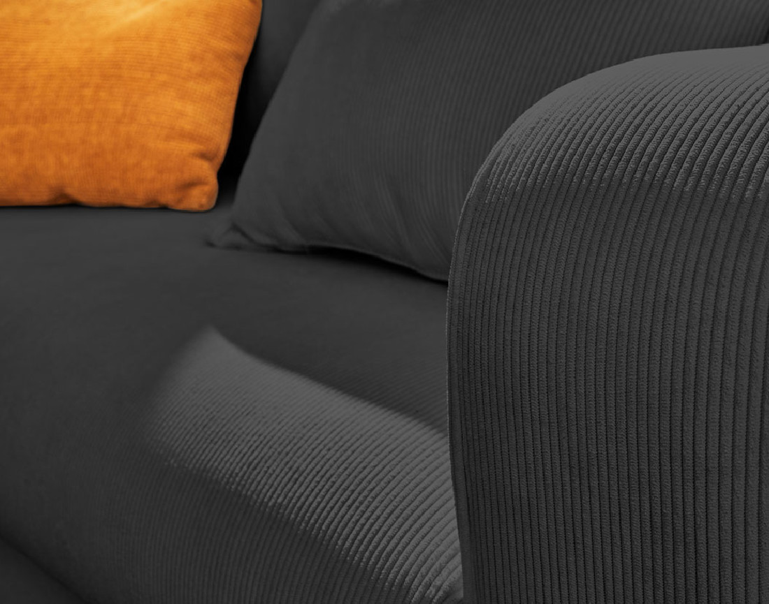 Canapé d'angle gauche 4 places convertible avec coffre en velours côtelé Albane