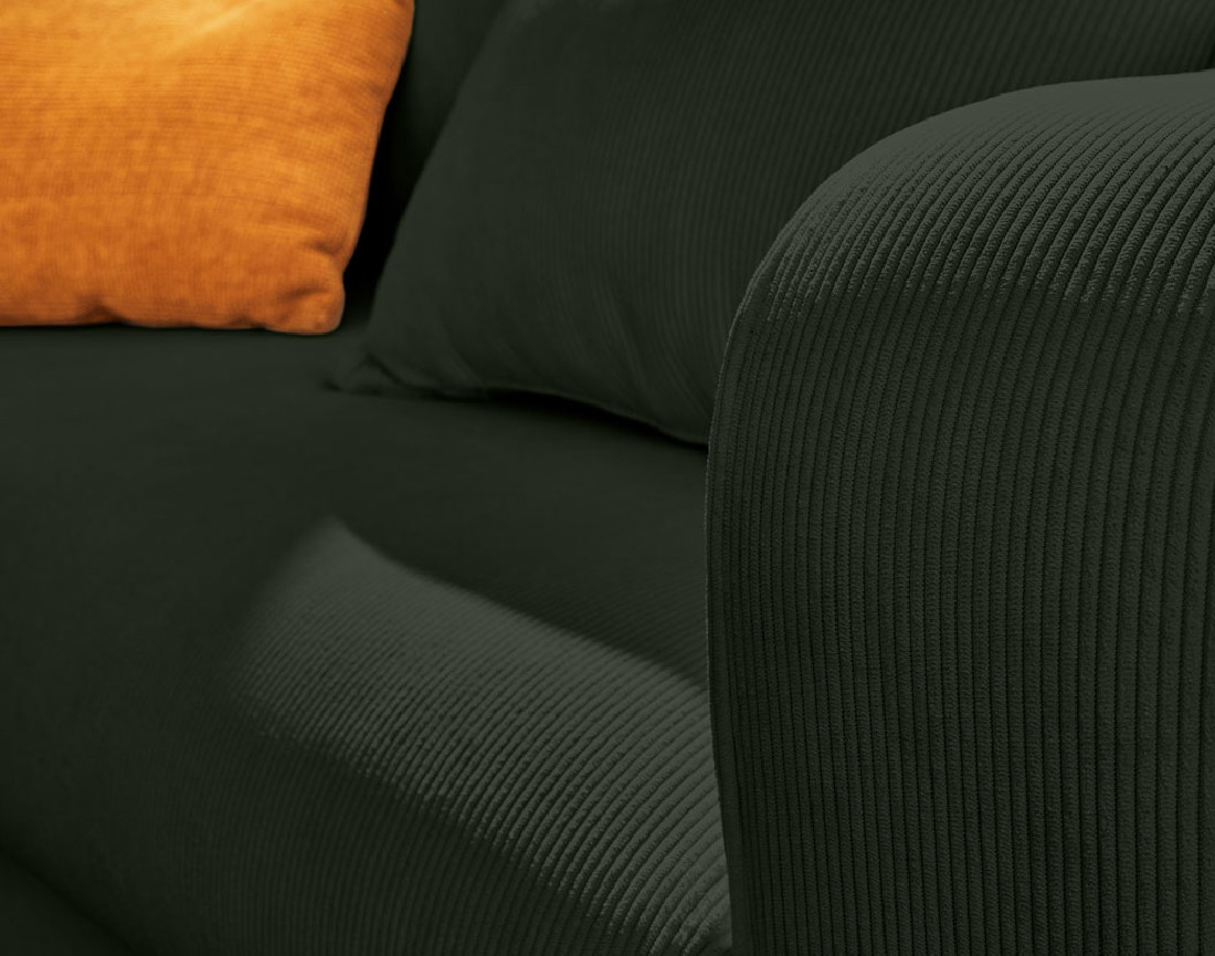 Canapé d'angle gauche 4 places convertible avec coffre en velours côtelé Albane